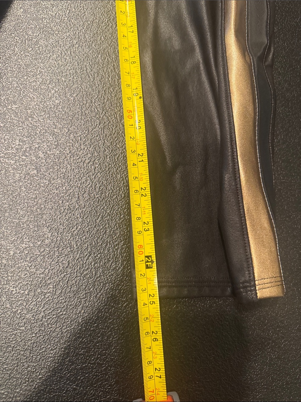 SPANX Black Faux Leather Leggings with Gold & Silver Side Stripe size plus 3X. - Picture 3 of 6
